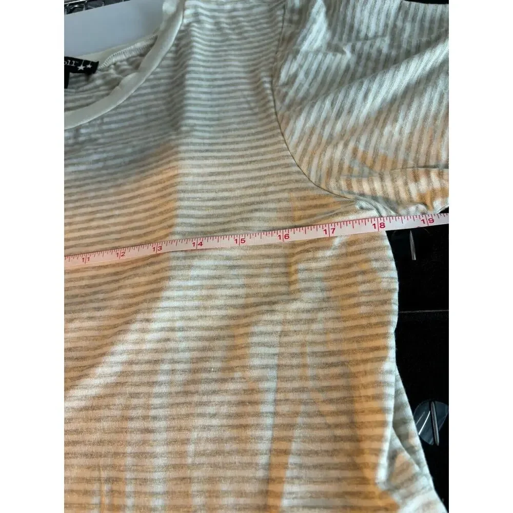 Living Doll Y2K 90s Short Sleeve‎ Floral Detail Striped Top Tee Shirt Large - Picture 10 of 10